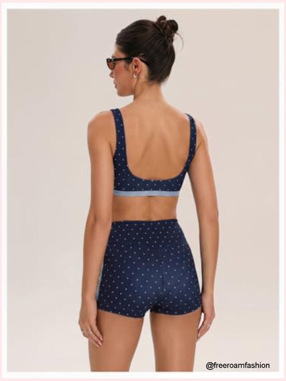 2 Piece Polka Dot Tank Top & High Waist Biker Shorts Set - Picture 2 of 5